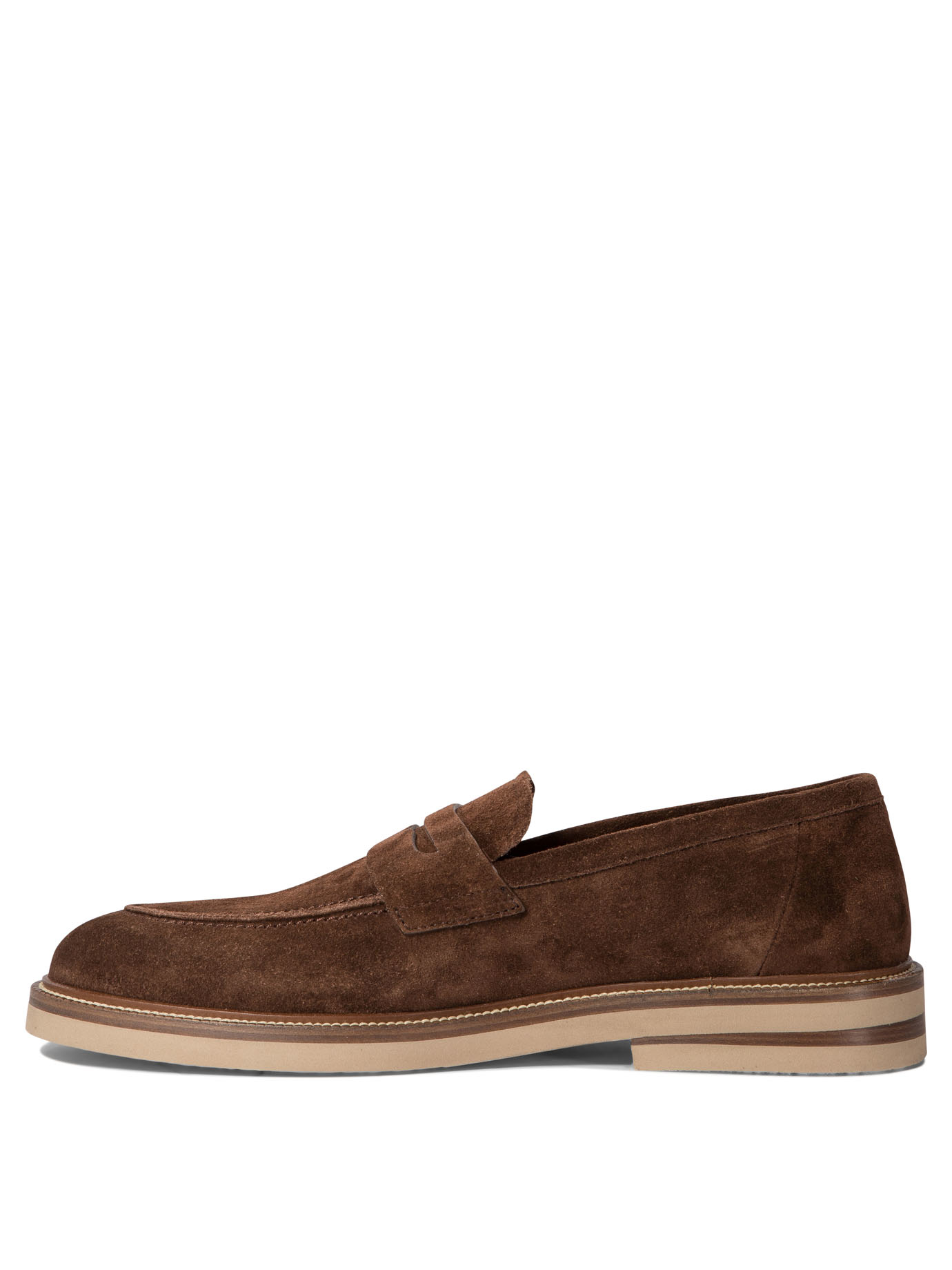 BRUNELLO CUCINELLI Brown Suede penny loafers